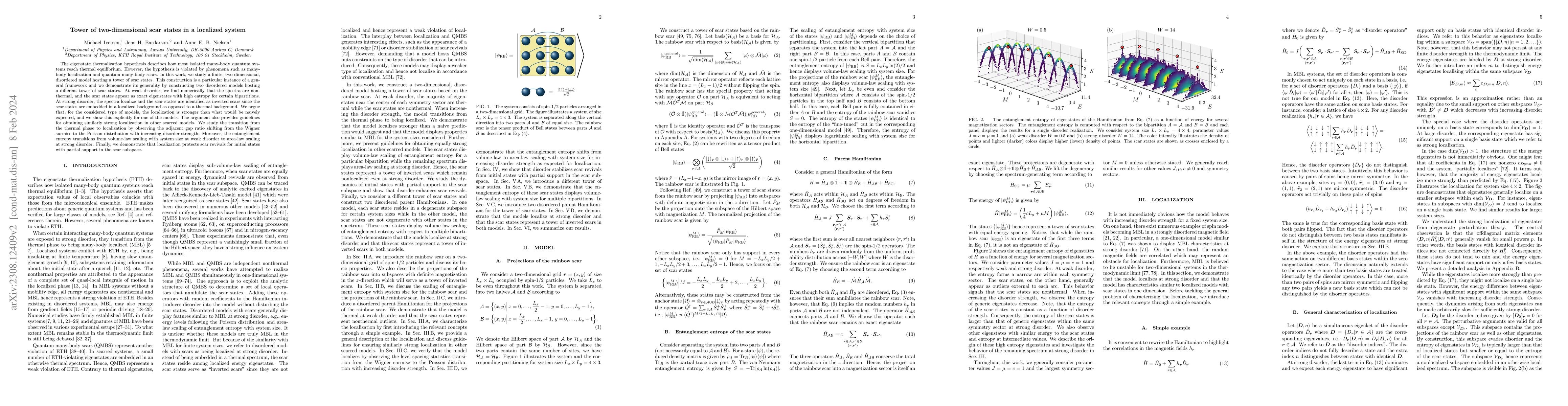 Thumbnail for Tower of two-dimensional scar states in a localized system