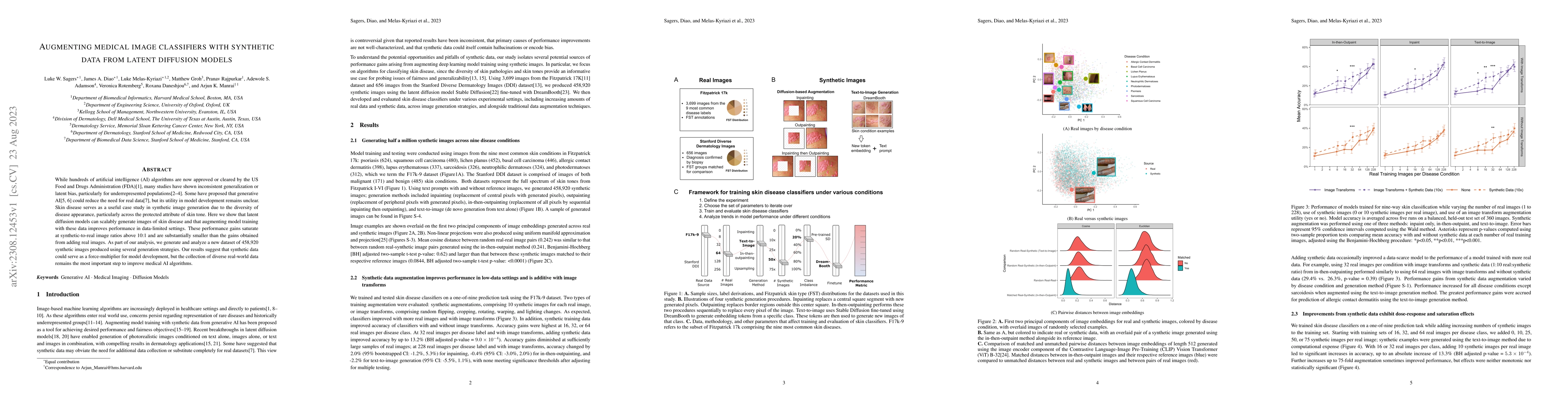 Thumbnail for Augmenting medical image classifiers with synthetic data from latent
  diffusion models