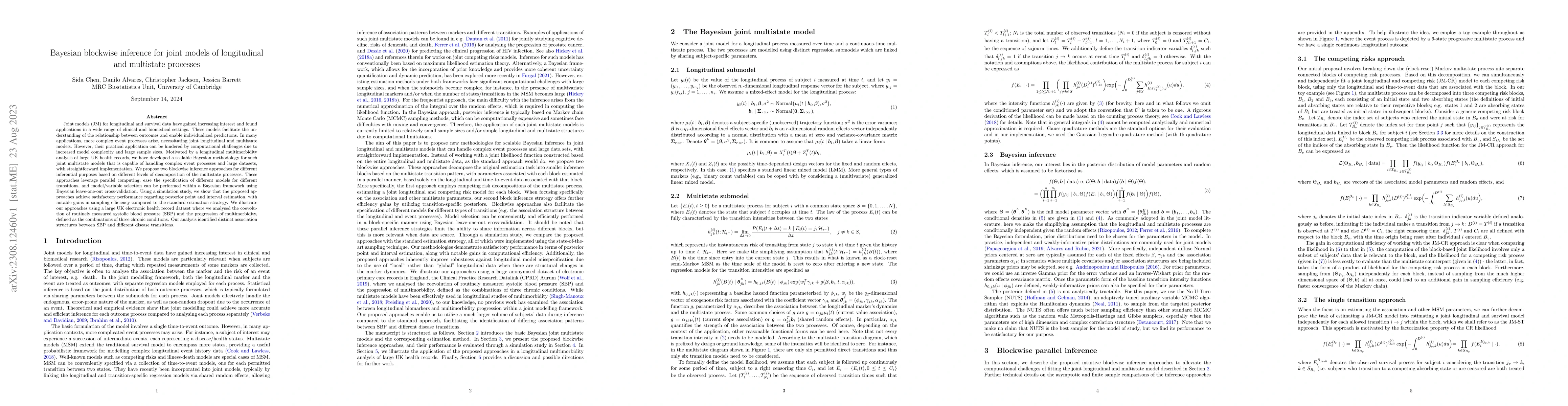 Thumbnail for Bayesian blockwise inference for joint models of longitudinal and
  multistate processes