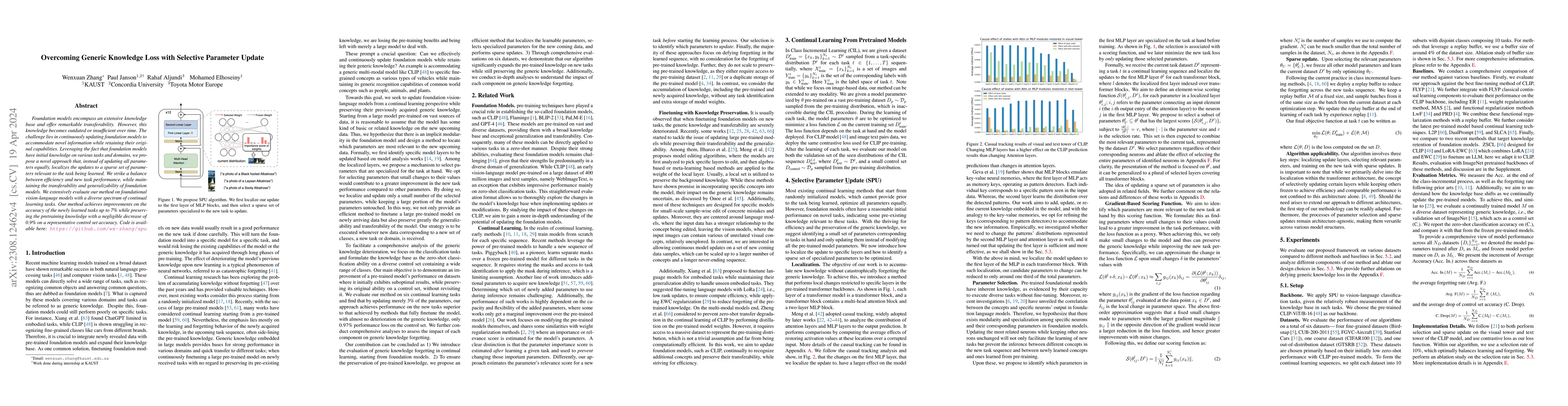 Thumbnail for Overcoming Generic Knowledge Loss with Selective Parameter Update
