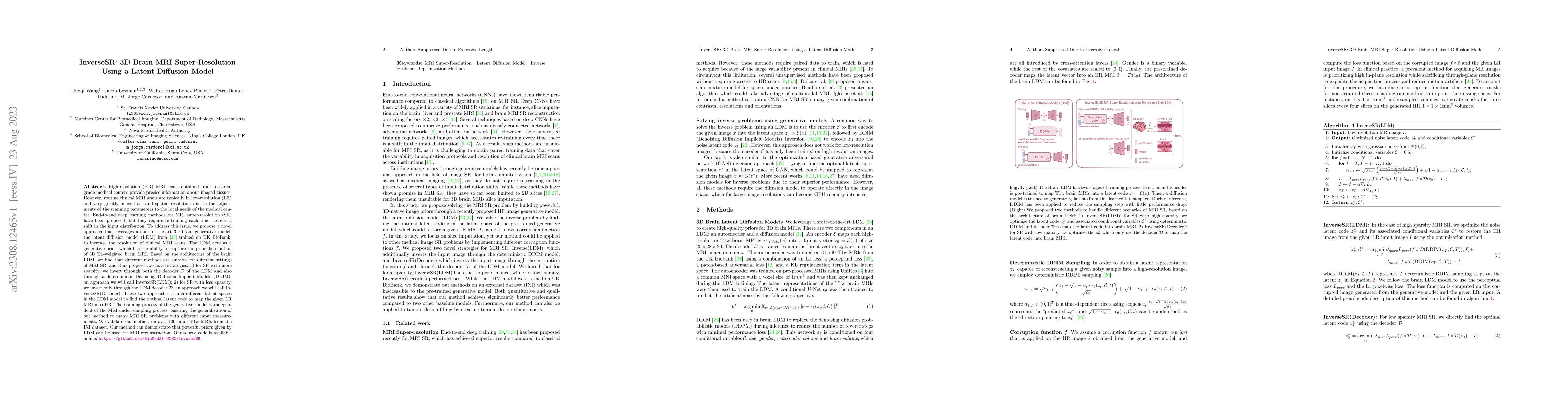 Thumbnail for InverseSR: 3D Brain MRI Super-Resolution Using a Latent Diffusion Model