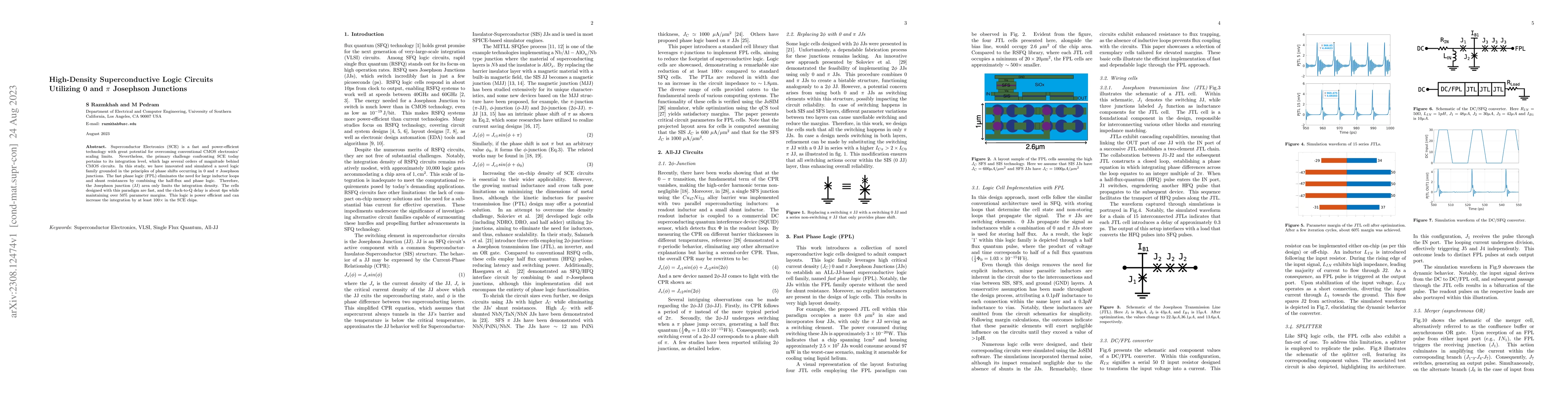 Thumbnail for High-Density Superconductive Logic Circuits Utilizing 0 and $\pi$
  Josephson Junctions