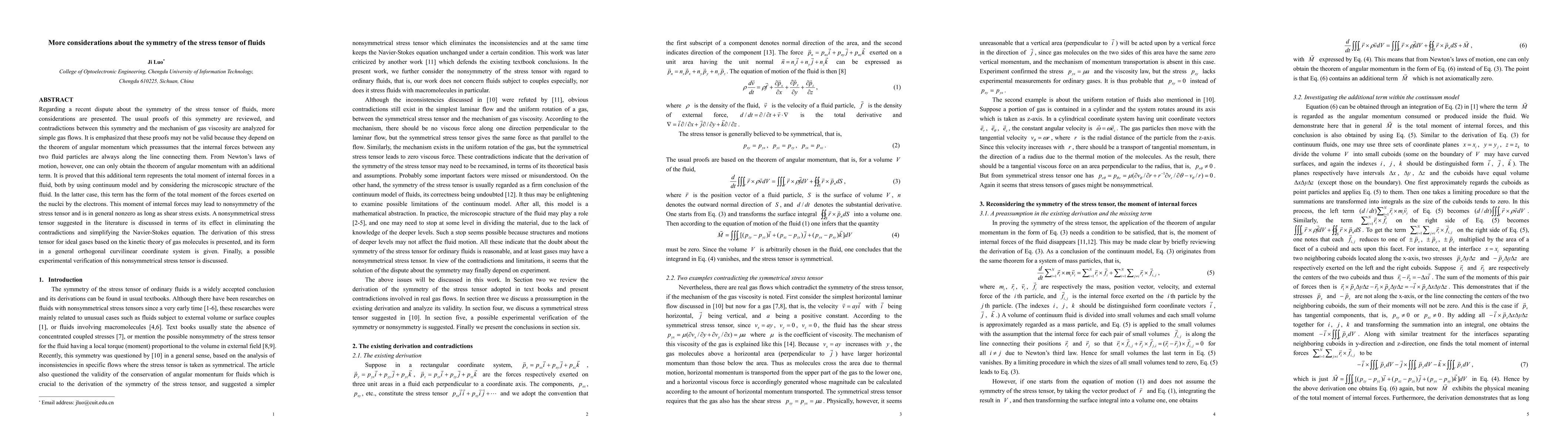 Thumbnail for More considerations about the symmetry of the stress tensor of fluids