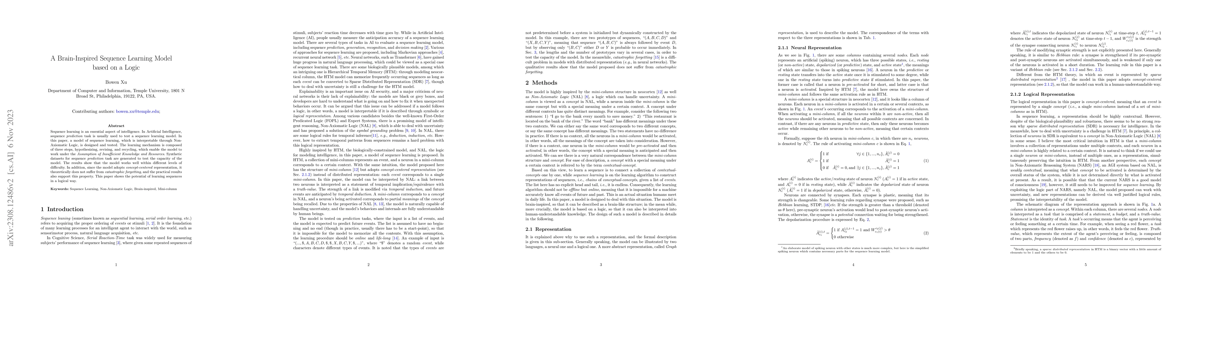 Thumbnail for A Brain-Inspired Sequence Learning Model based on a Logic