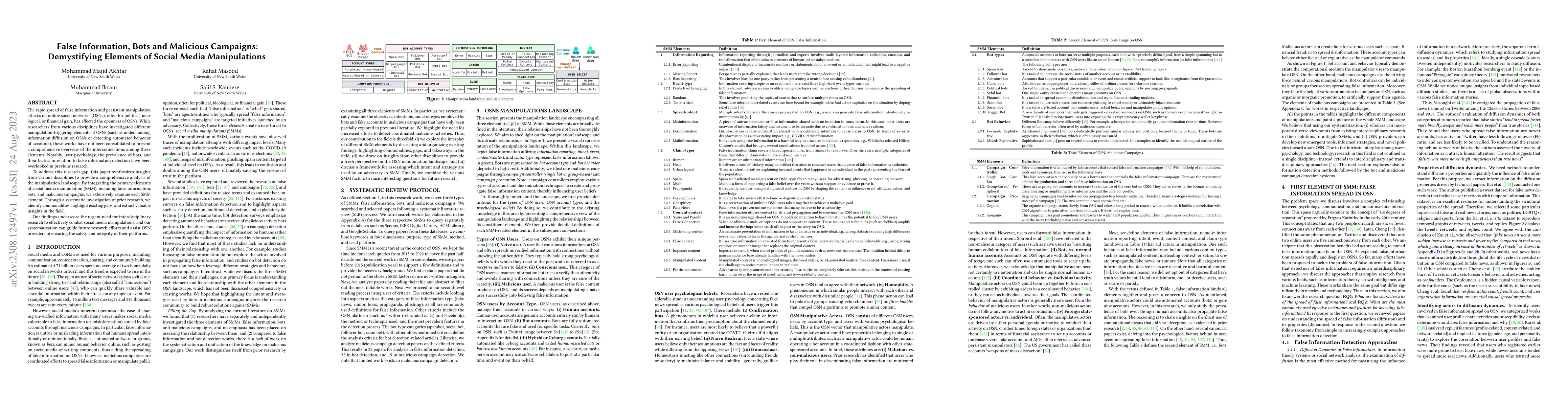 Thumbnail for False Information, Bots and Malicious Campaigns: Demystifying Elements
  of Social Media Manipulations