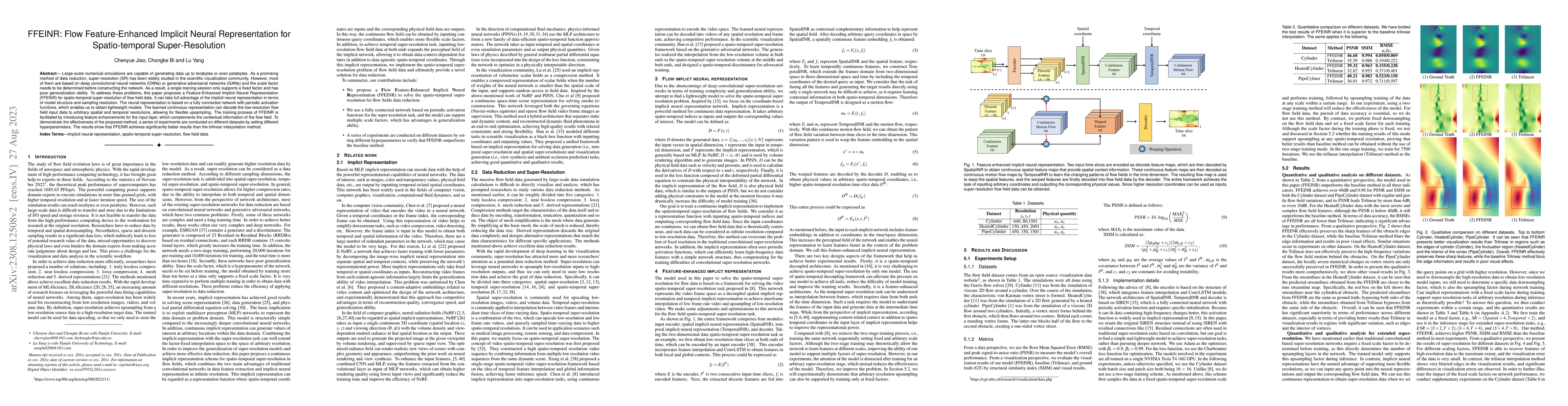 Thumbnail for FFEINR: Flow Feature-Enhanced Implicit Neural Representation for
  Spatio-temporal Super-Resolution
