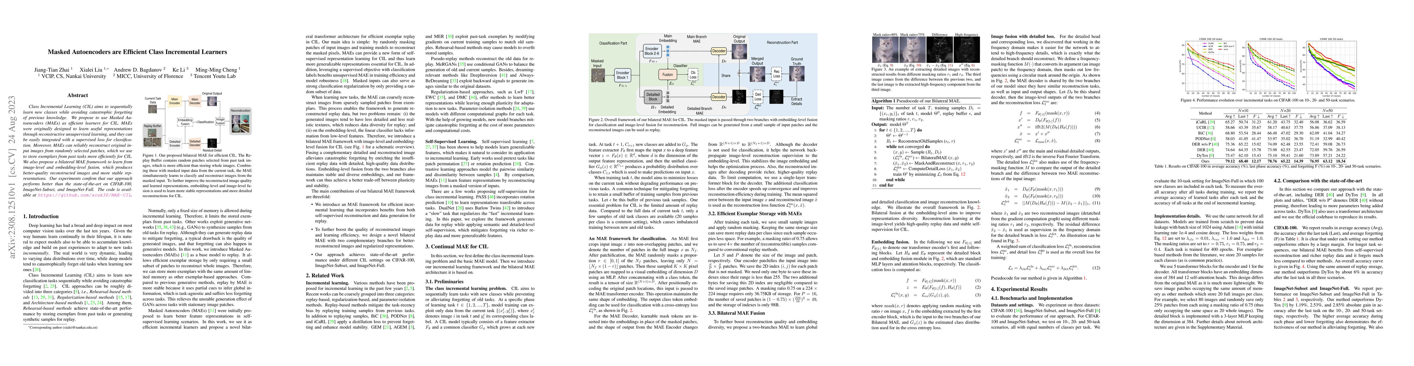 Thumbnail for Masked Autoencoders are Efficient Class Incremental Learners