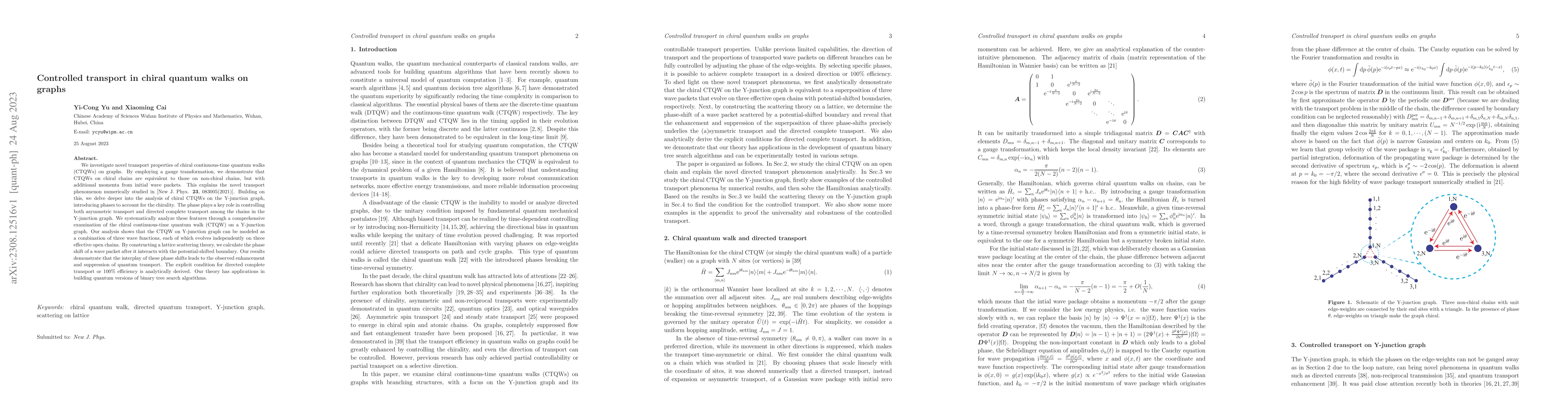 Thumbnail for Controlled transport in chiral quantum walks on graphs