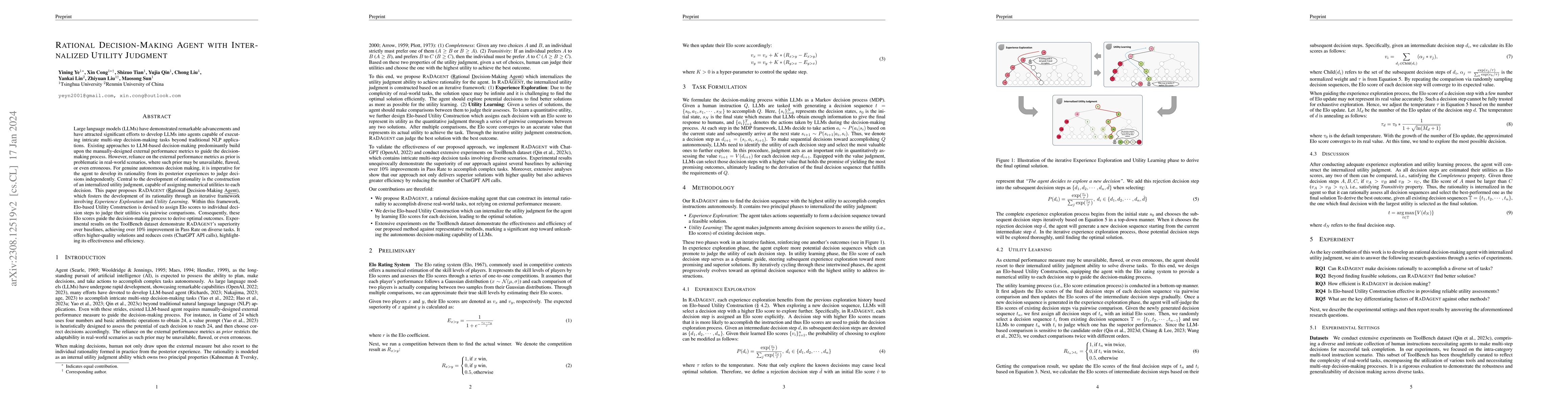 Thumbnail for Rational Decision-Making Agent with Internalized Utility Judgment