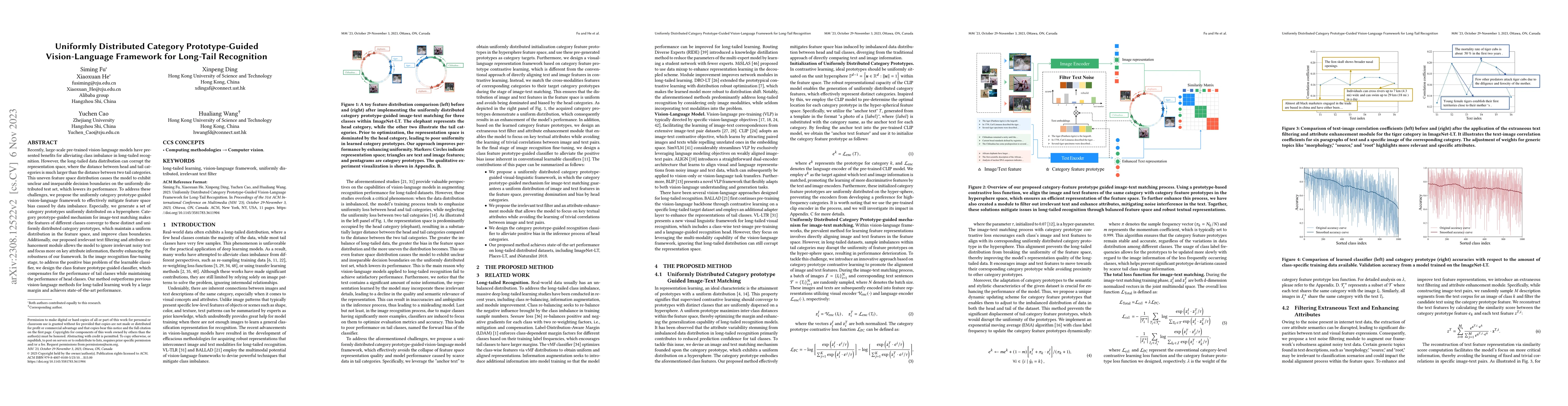 Thumbnail for Uniformly Distributed Category Prototype-Guided Vision-Language
  Framework for Long-Tail Recognition
