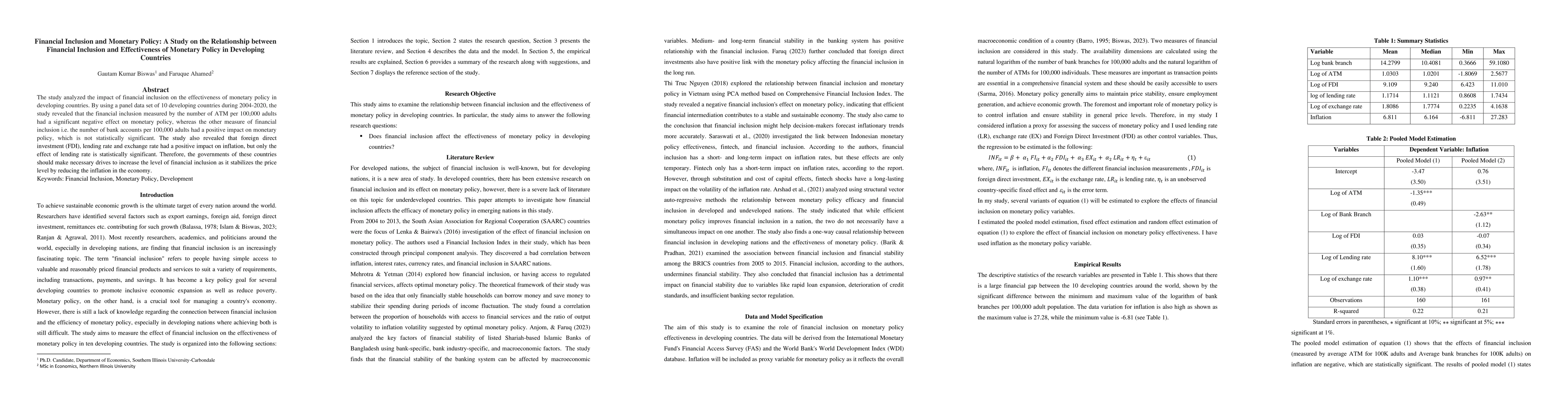 Thumbnail for Financial Inclusion and Monetary Policy: A Study on the Relationship
  between Financial Inclusion and Effectiveness of Monetary Policy in
  Developing Countries