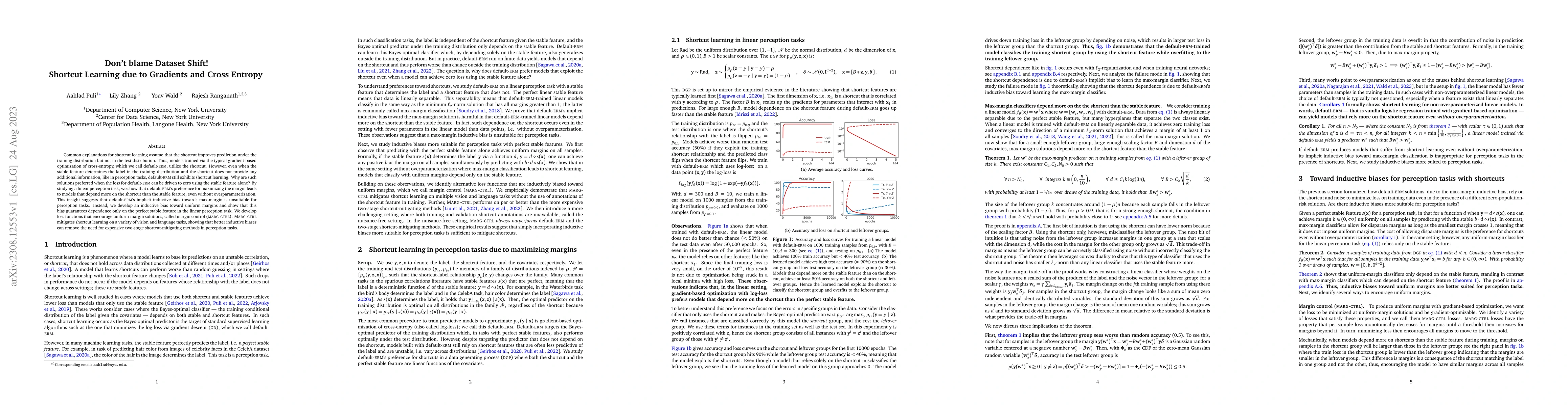 Thumbnail for Don't blame Dataset Shift! Shortcut Learning due to Gradients and Cross
  Entropy