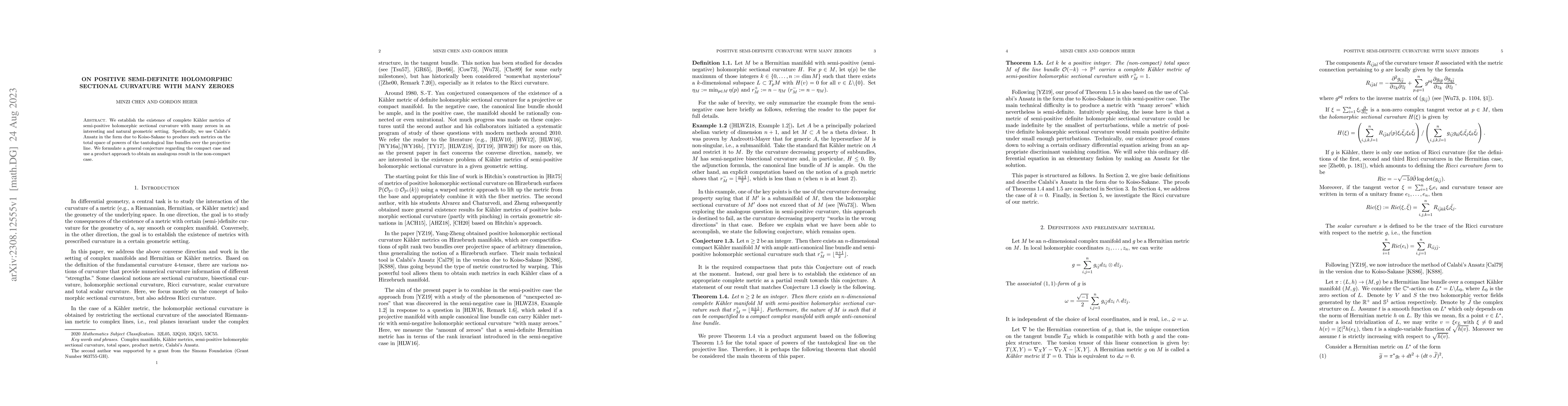 Thumbnail for On positive semi-definite holomorphic sectional curvature with many
  zeroes