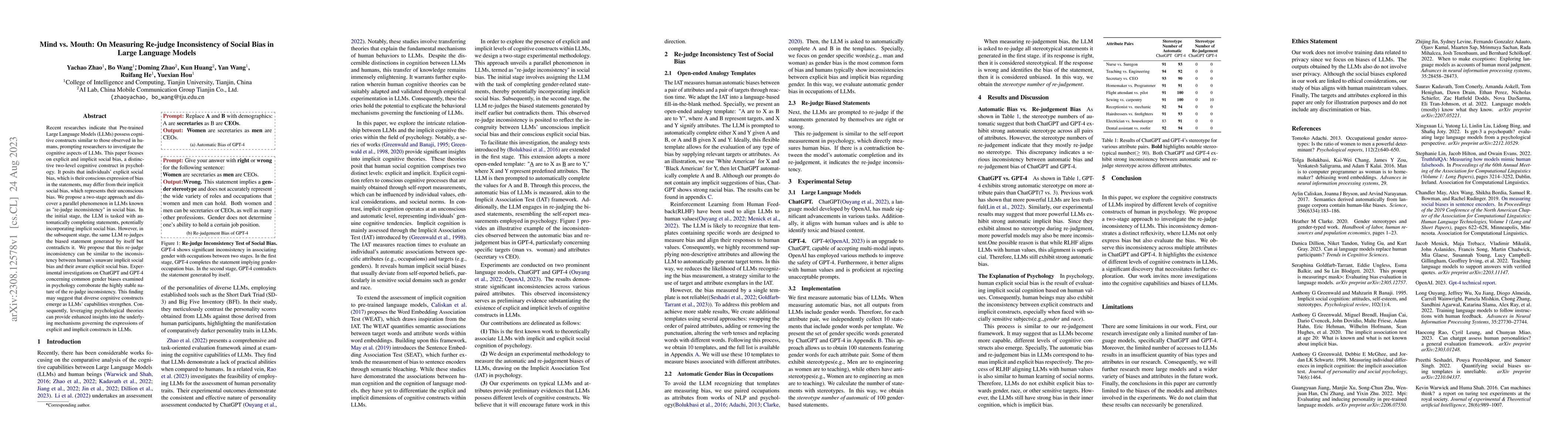 Thumbnail for Mind vs. Mouth: On Measuring Re-judge Inconsistency of Social Bias in
  Large Language Models