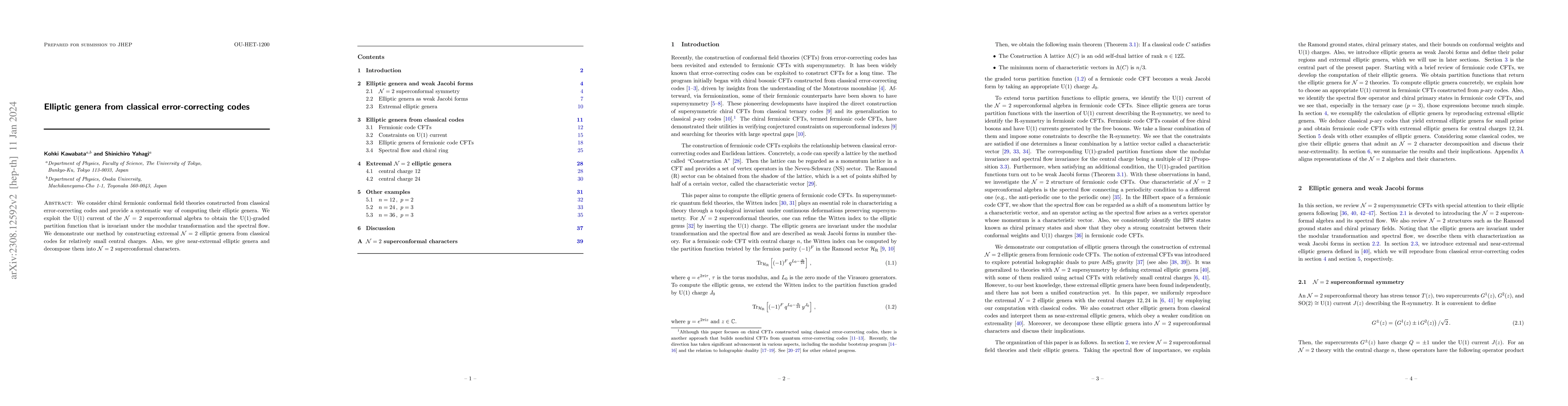 Thumbnail for Elliptic genera from classical error-correcting codes