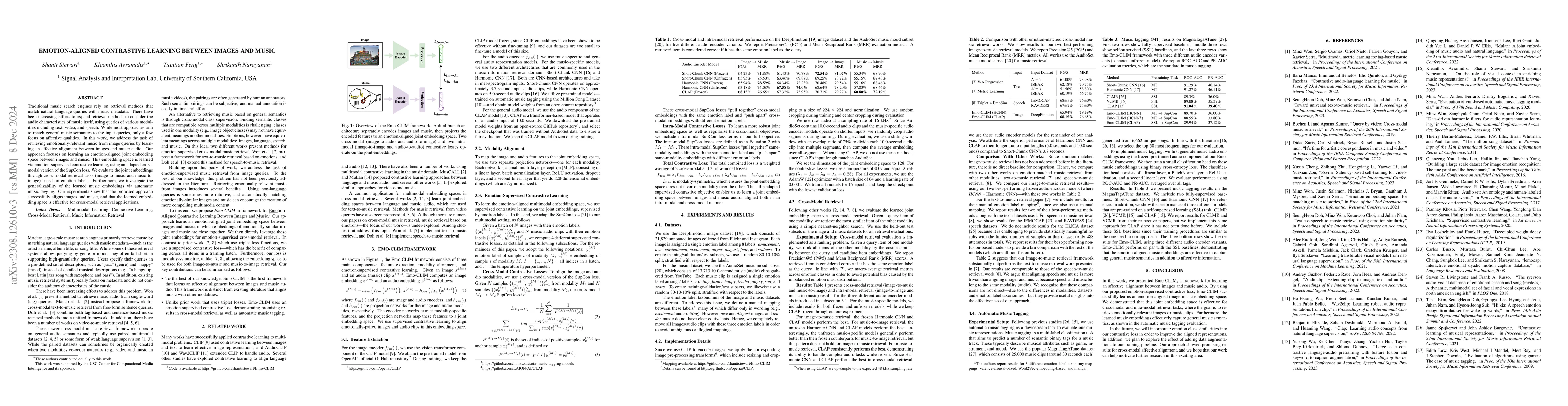 Thumbnail for Emotion-Aligned Contrastive Learning Between Images and Music
