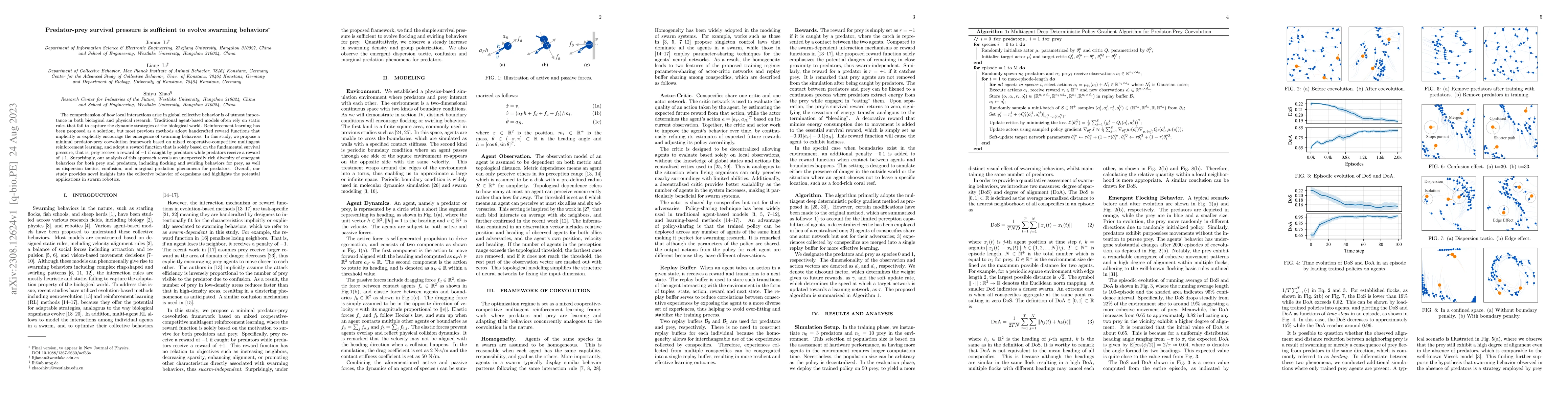 Thumbnail for Predator-prey survival pressure is sufficient to evolve swarming
  behaviors