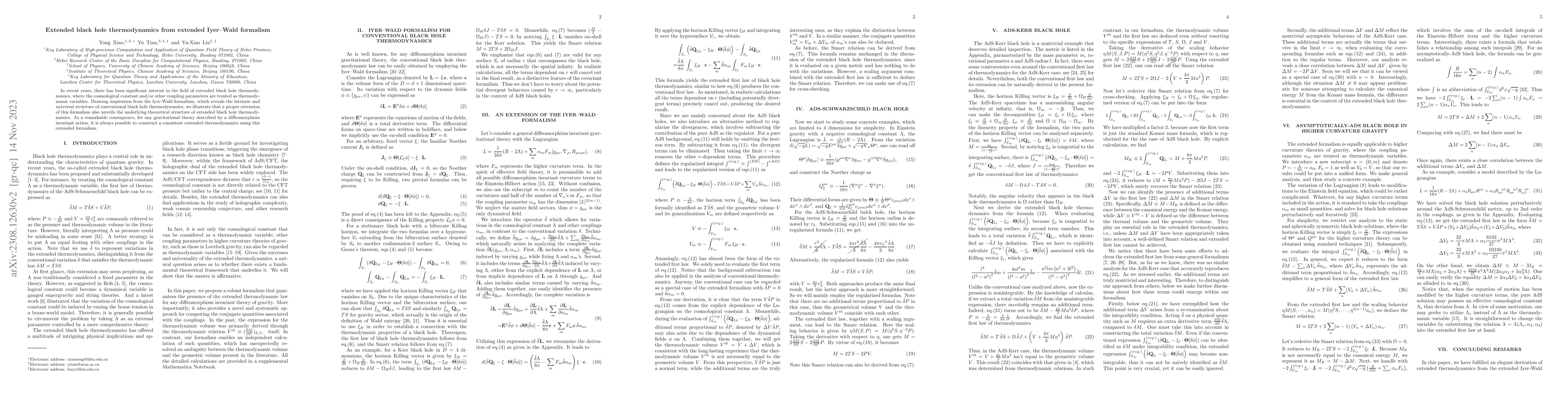 Thumbnail for Extended black hole thermodynamics from extended Iyer-Wald formalism
