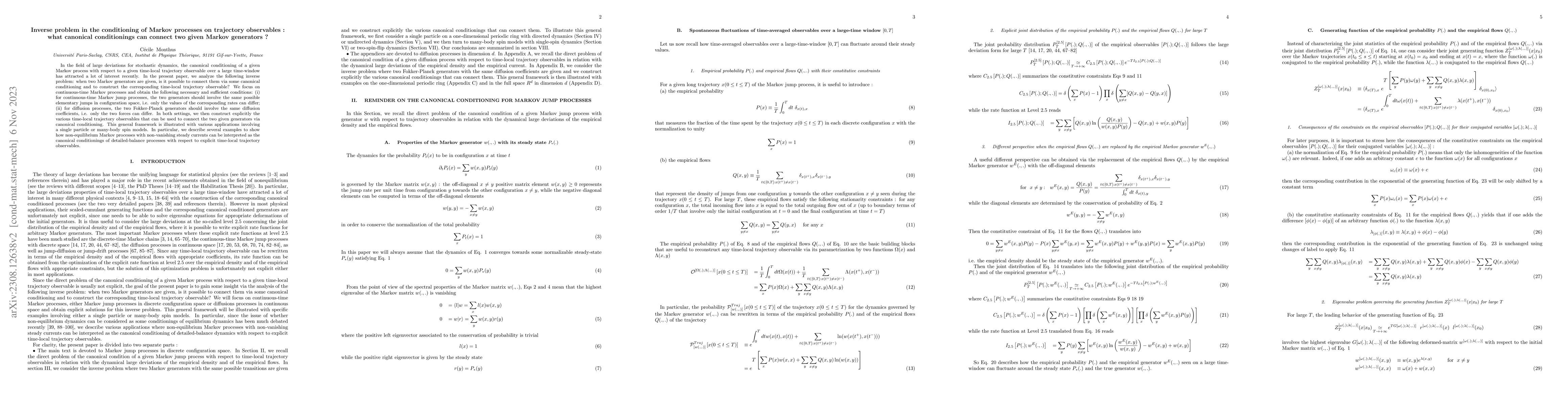 Thumbnail for Inverse problem in the conditioning of Markov processes on trajectory
  observables : what canonical conditionings can connect two given Markov
  generators ?