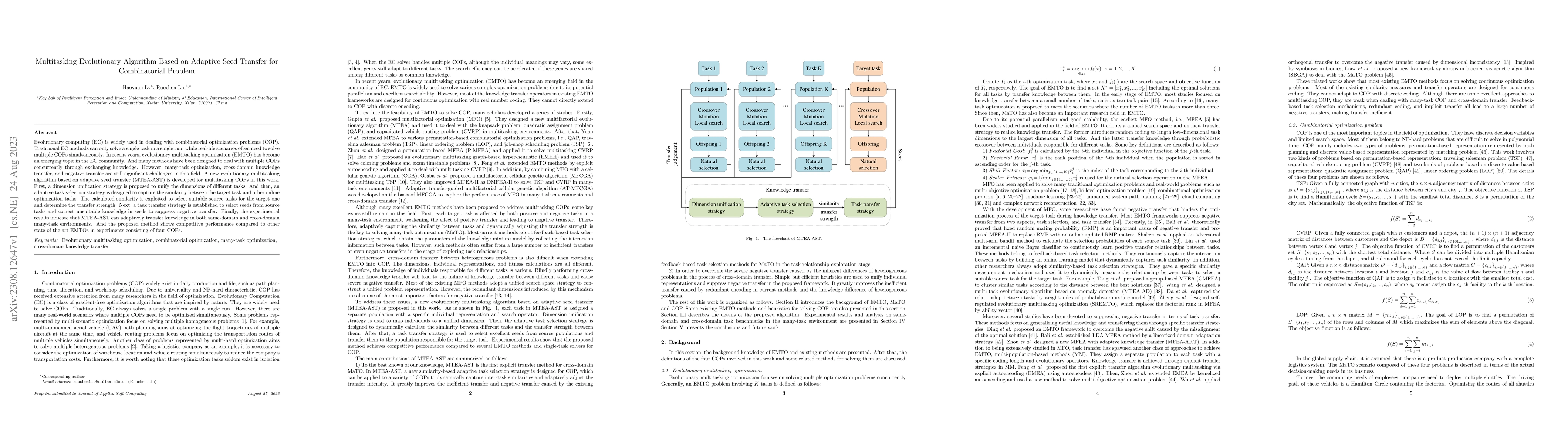 Thumbnail for Multitasking Evolutionary Algorithm Based on Adaptive Seed Transfer for
  Combinatorial Problem