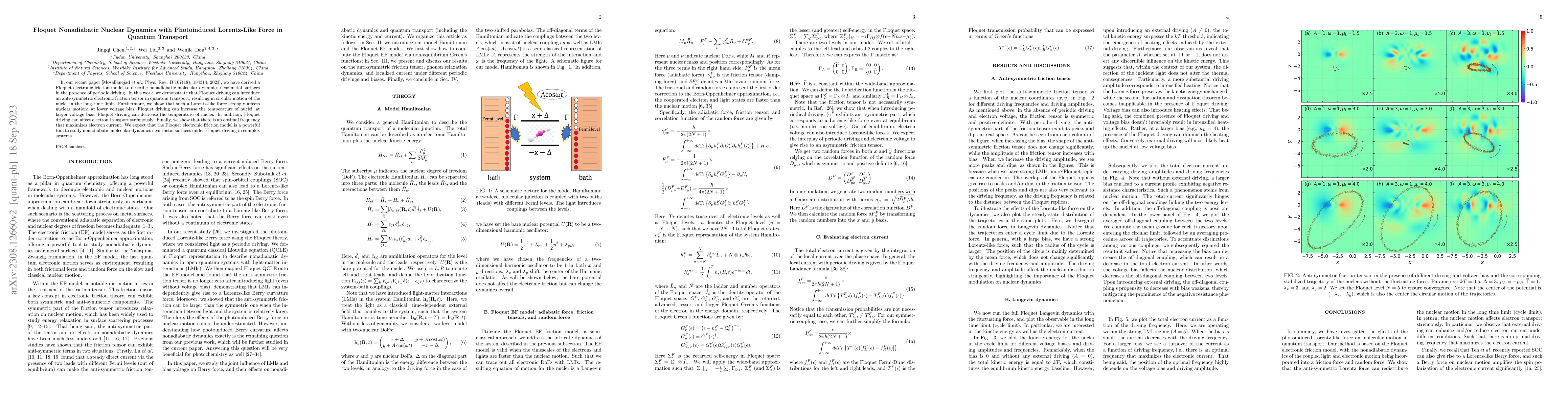 Thumbnail for Floquet Nonadiabatic Nuclear Dynamics with Photoinduced Lorenz-Like
  Force in Quantum Transport