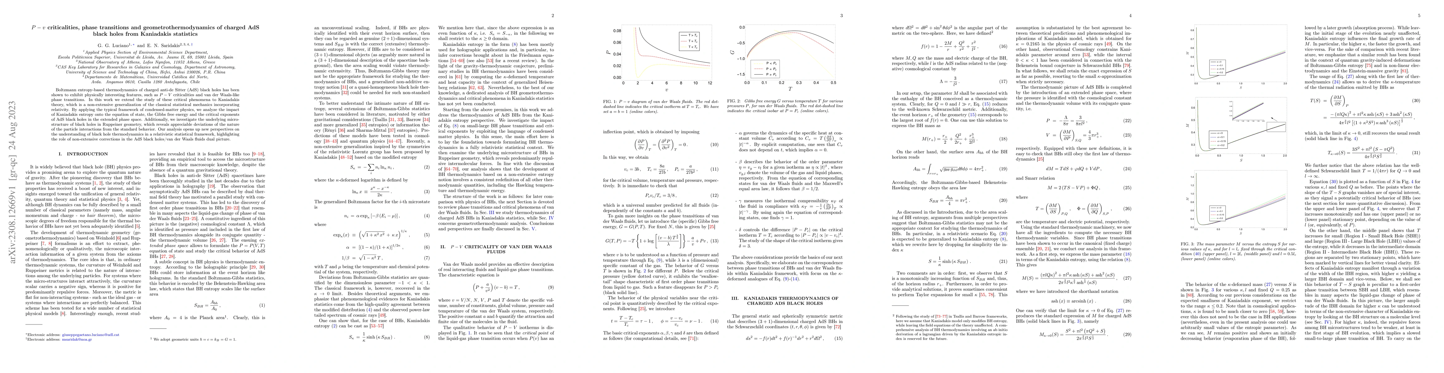 Thumbnail for $P-v$ criticalities, phase transitions and geometrothermodynamics of
  charged AdS black holes from Kaniadakis statistics