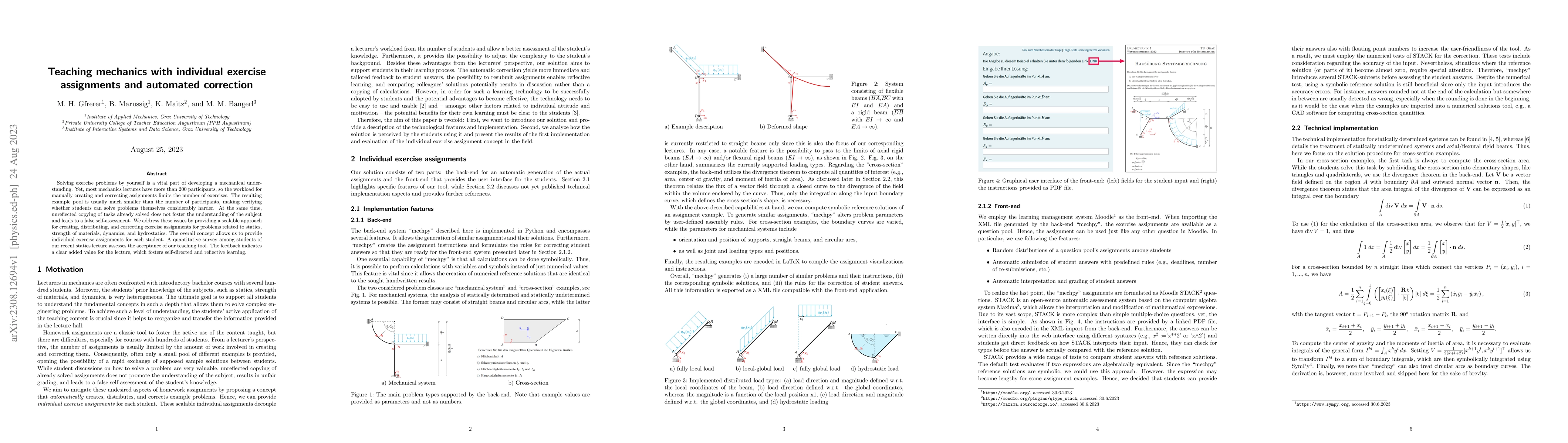 Thumbnail for Teaching mechanics with individual exercise assignments and automated
  correction