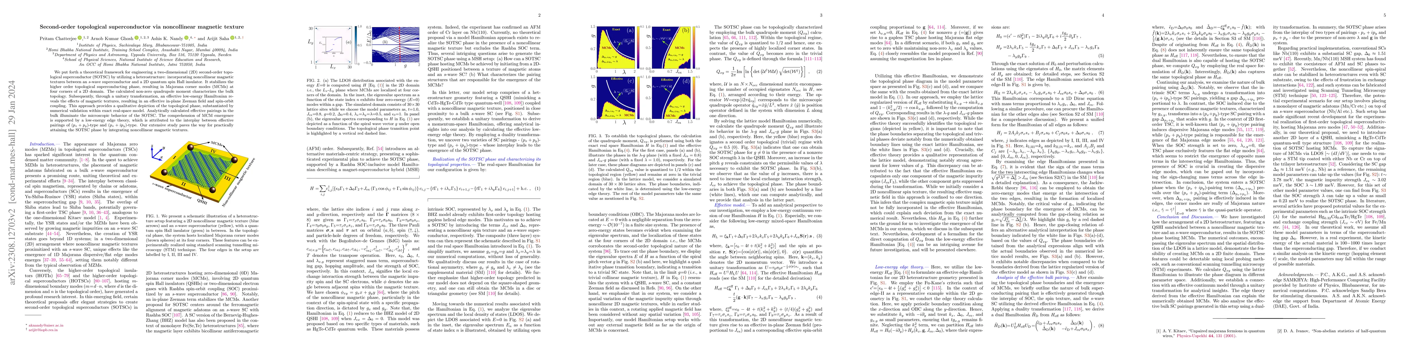 Thumbnail for Second-order topological superconductor via noncollinear magnetic
  texture