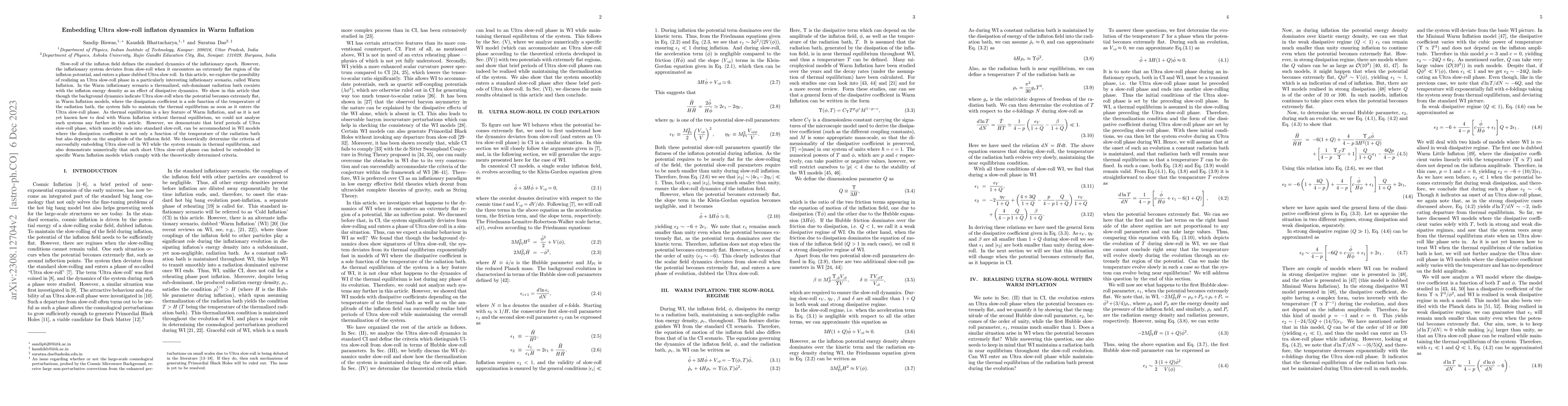 Thumbnail for Embedding Ultra slow-roll inflaton dynamics in Warm Inflation