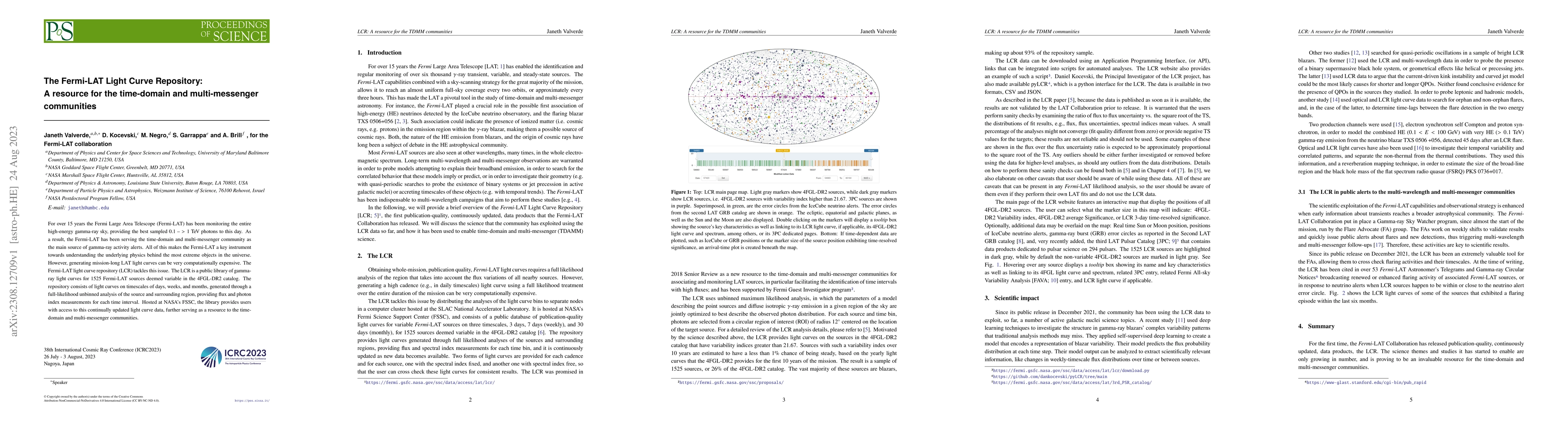 Thumbnail for The Fermi-LAT Light Curve Repository: A resource for the time-domain and
  multi-messenger communities