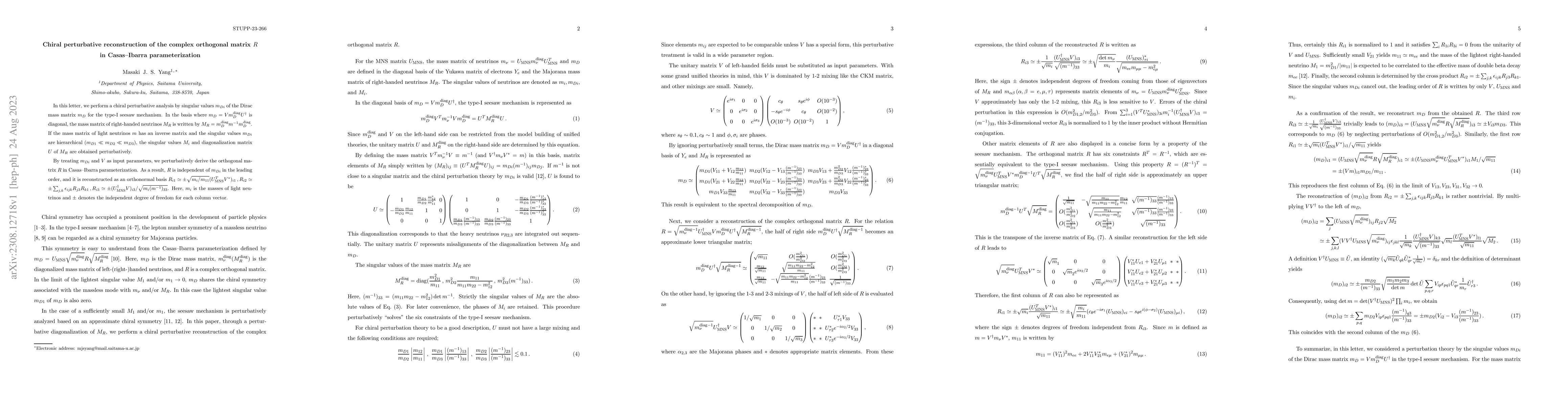 Thumbnail for Chiral perturbative reconstruction of the complex orthogonal matrix $R$
  in Casas--Ibarra parameterization