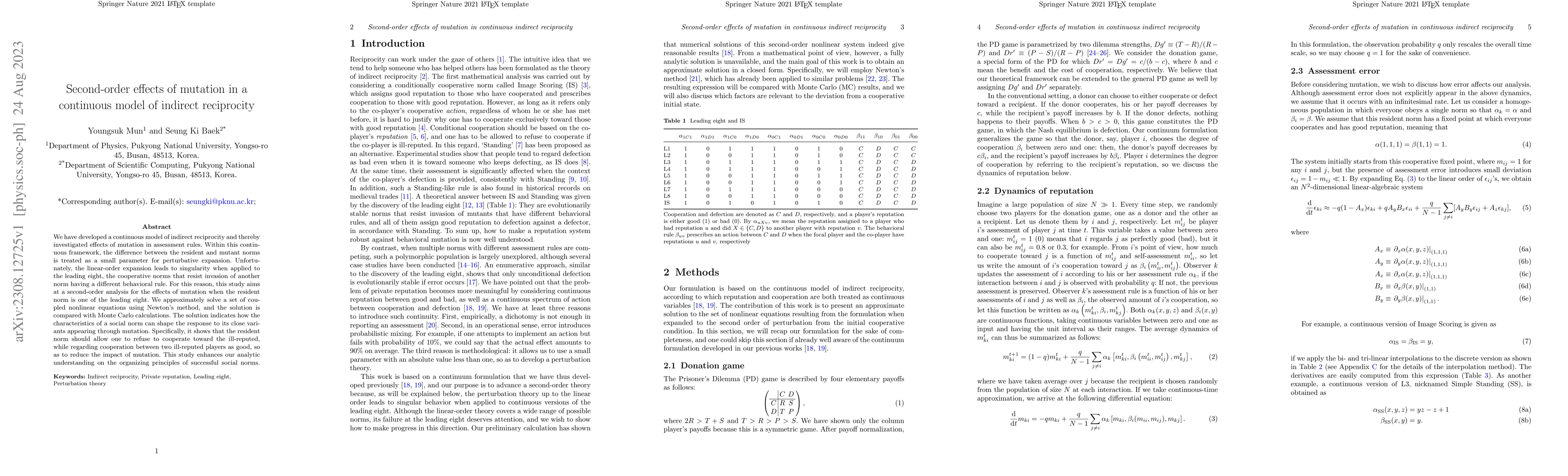 Thumbnail for Second-order effects of mutation in continuous indirect reciprocity