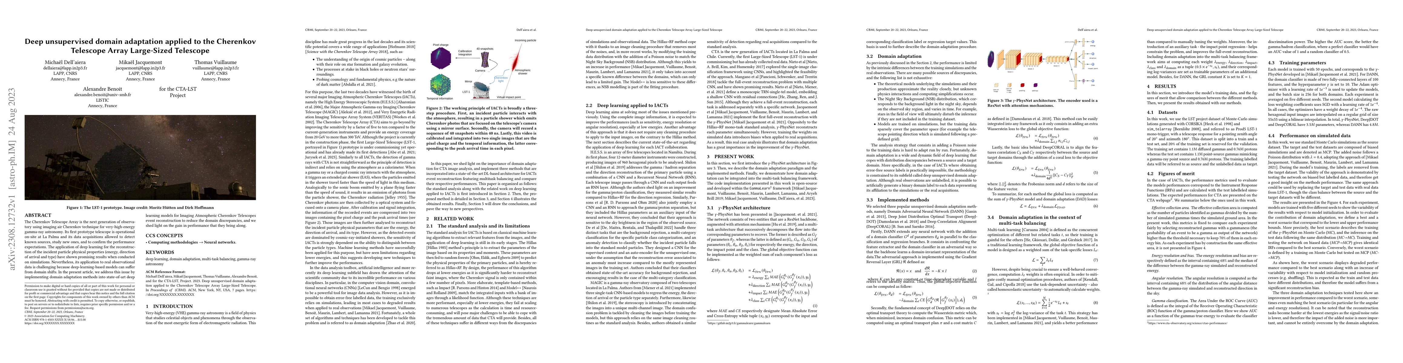 Thumbnail for Deep unsupervised domain adaptation applied to the Cherenkov Telescope
  Array Large-Sized Telescope