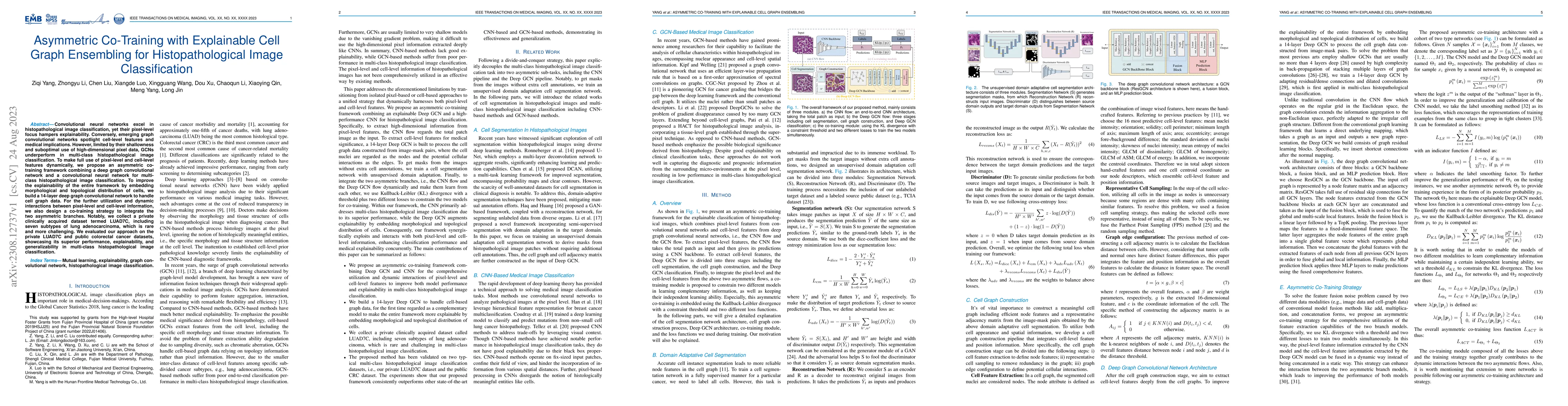 Thumbnail for Asymmetric Co-Training with Explainable Cell Graph Ensembling for
  Histopathological Image Classification