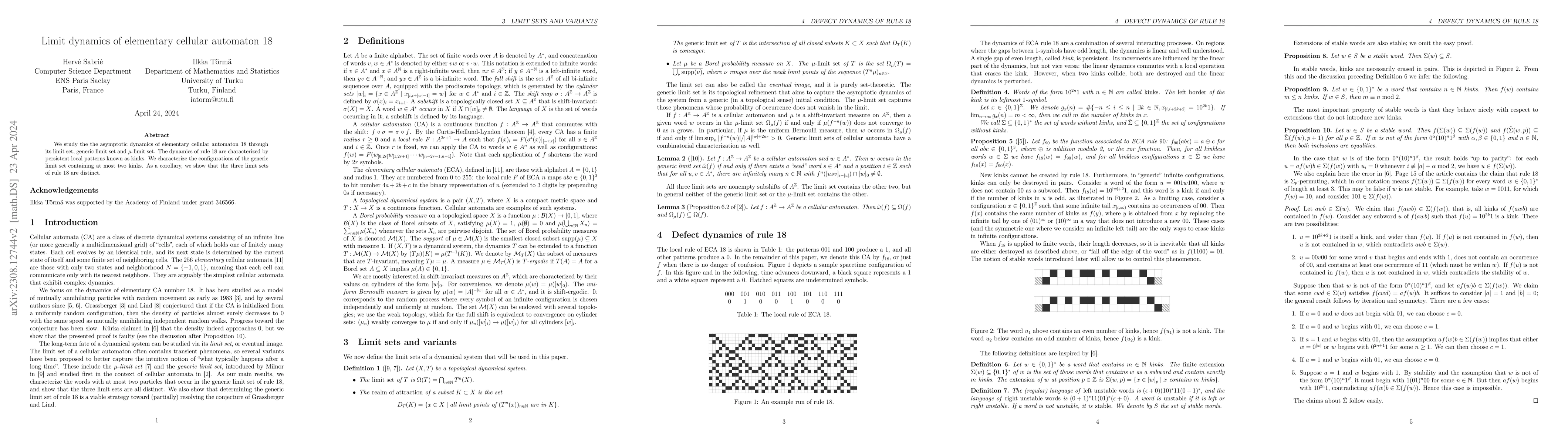 Thumbnail for Limit dynamics of elementary cellular automaton 18