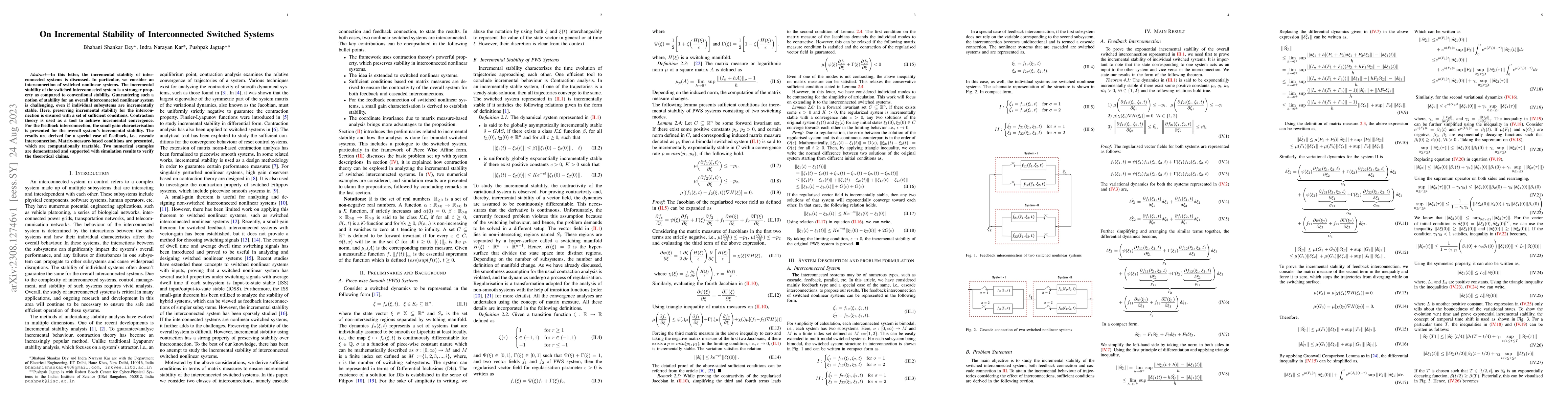 Thumbnail for On Incremental Stability of Interconnected Switched Systems