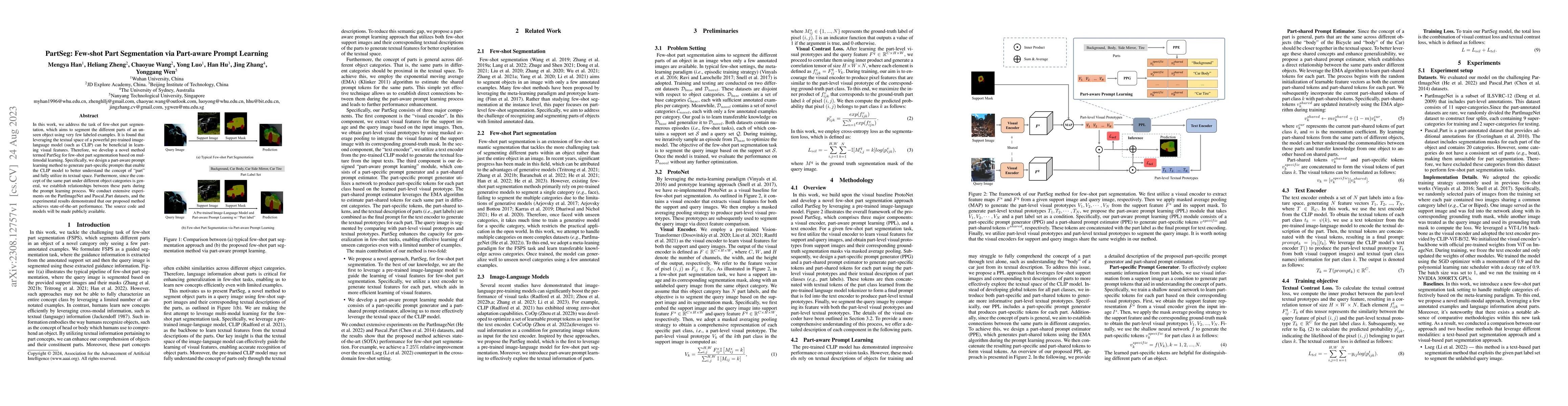 Thumbnail for PartSeg: Few-shot Part Segmentation via Part-aware Prompt Learning