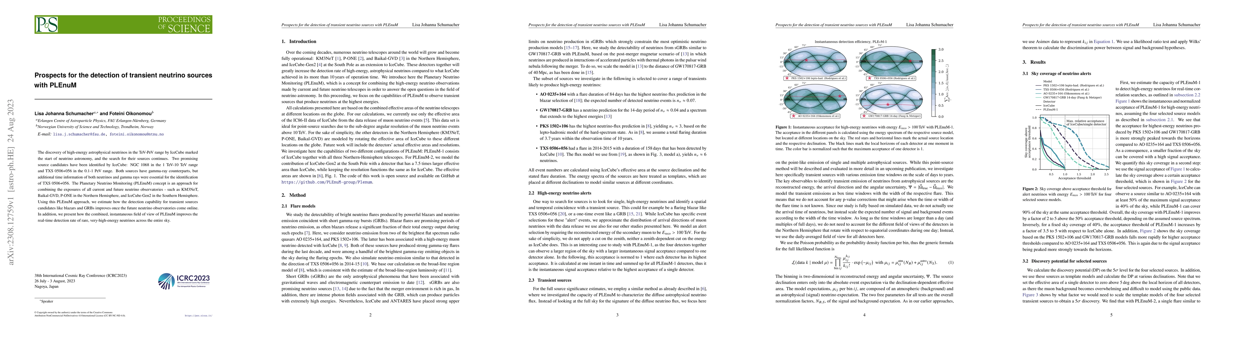 Thumbnail for Prospects for the detection of transient neutrino sources with PLEnuM