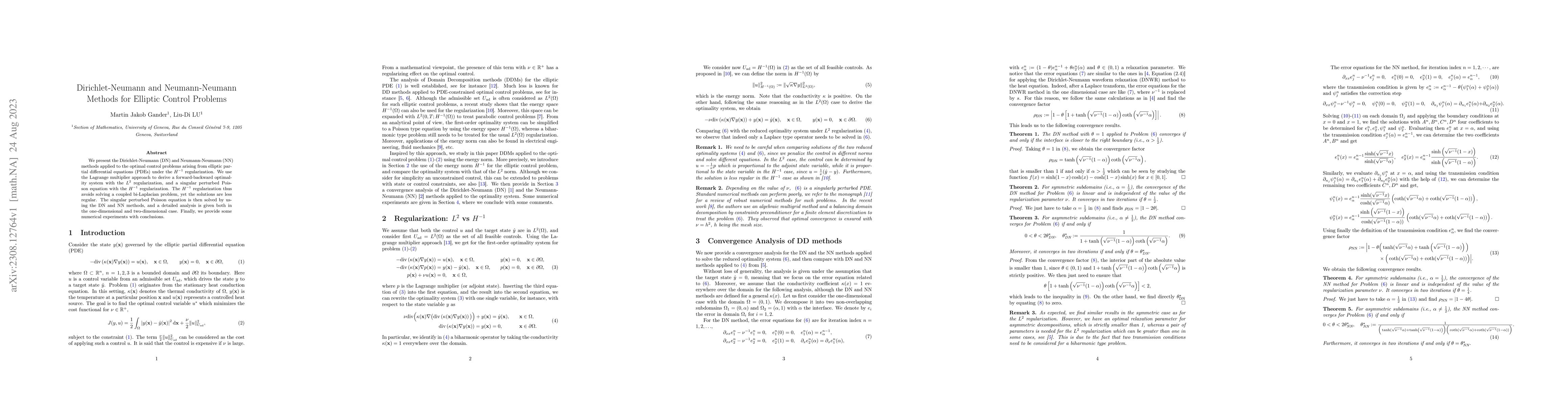 Thumbnail for Dirichlet-Neumann and Neumann-Neumann Methods for Elliptic Control
  Problems