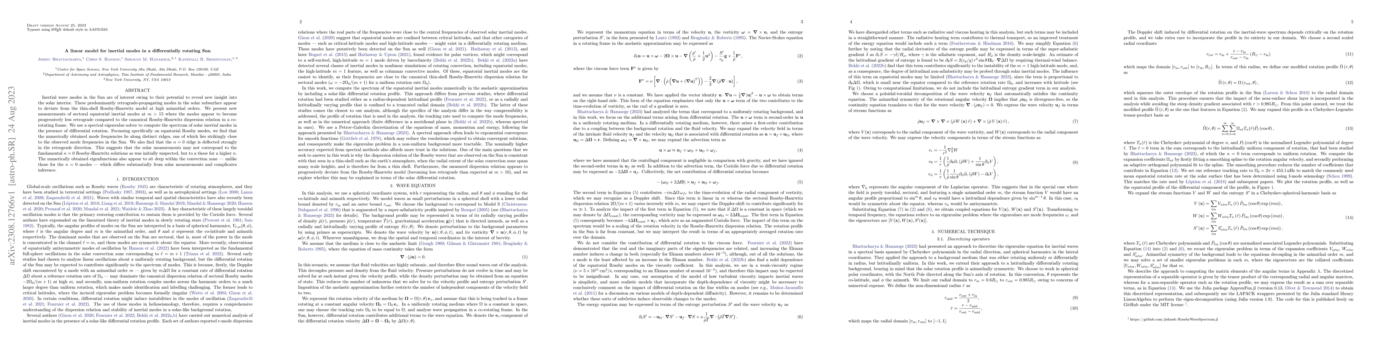 Thumbnail for A linear model for inertial modes in a differentially rotating Sun