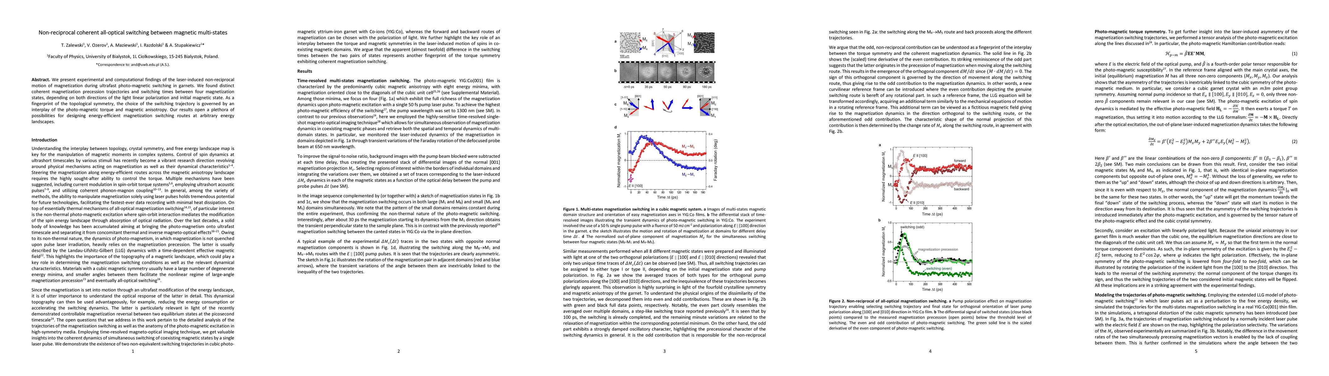 Thumbnail for Non-reciprocal coherent all-optical switching between magnetic
  multi-states