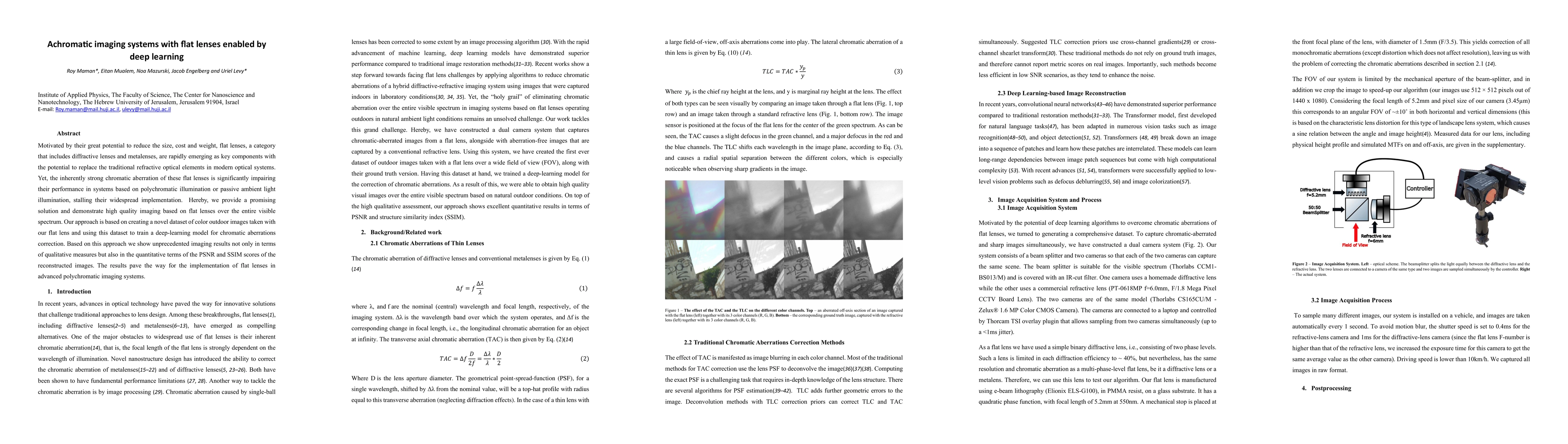 Thumbnail for Achromatic imaging systems with flat lenses enabled by deep learning