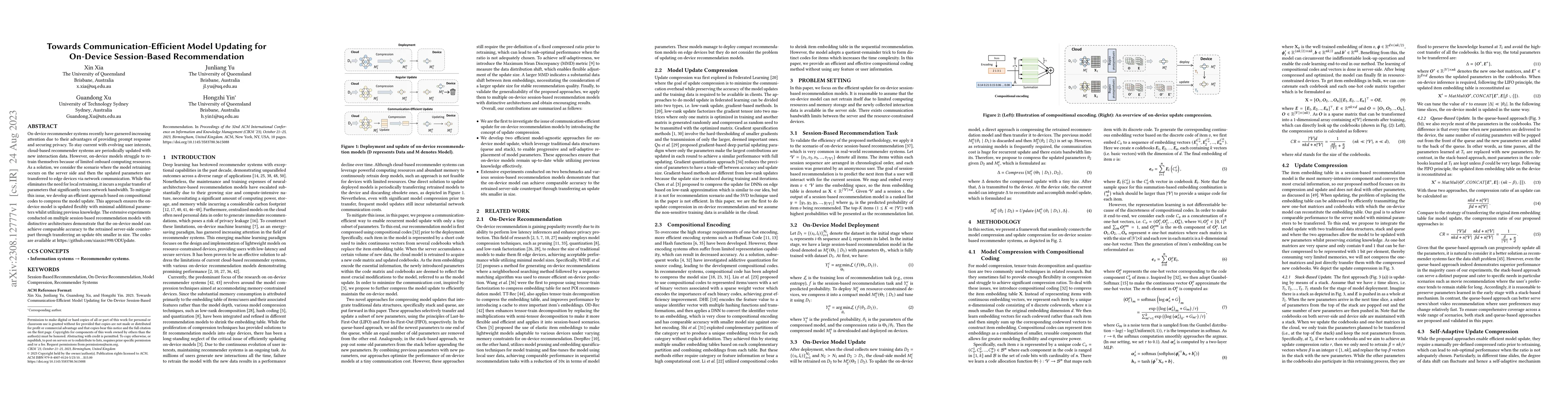 Thumbnail for Towards Communication-Efficient Model Updating for On-Device
  Session-Based Recommendation