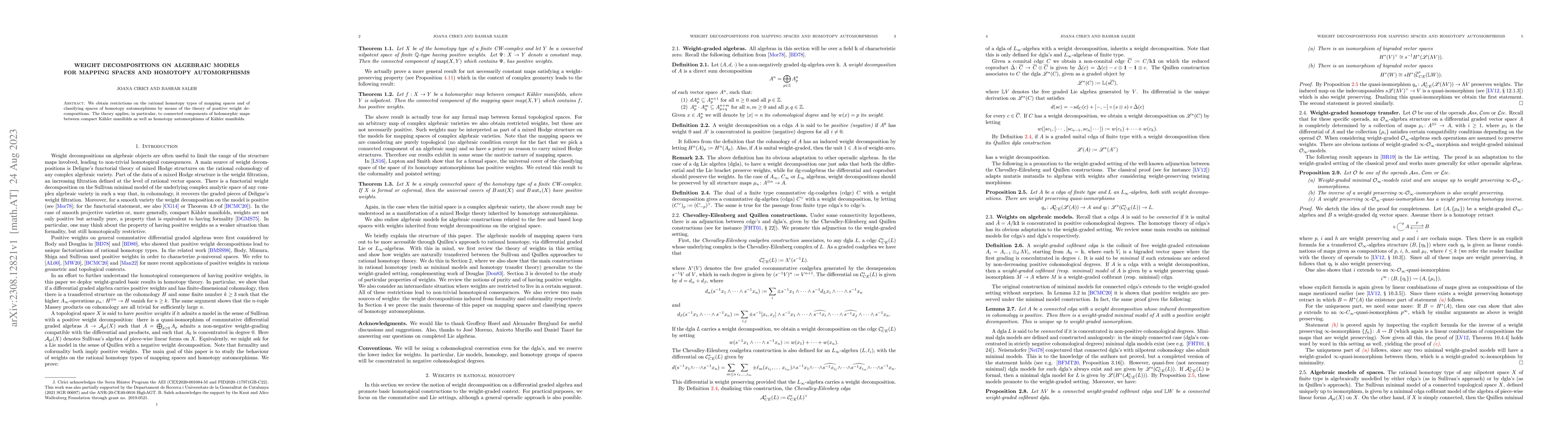 Thumbnail for Weight decompositions on algebraic models for mapping spaces and
  homotopy automorphisms