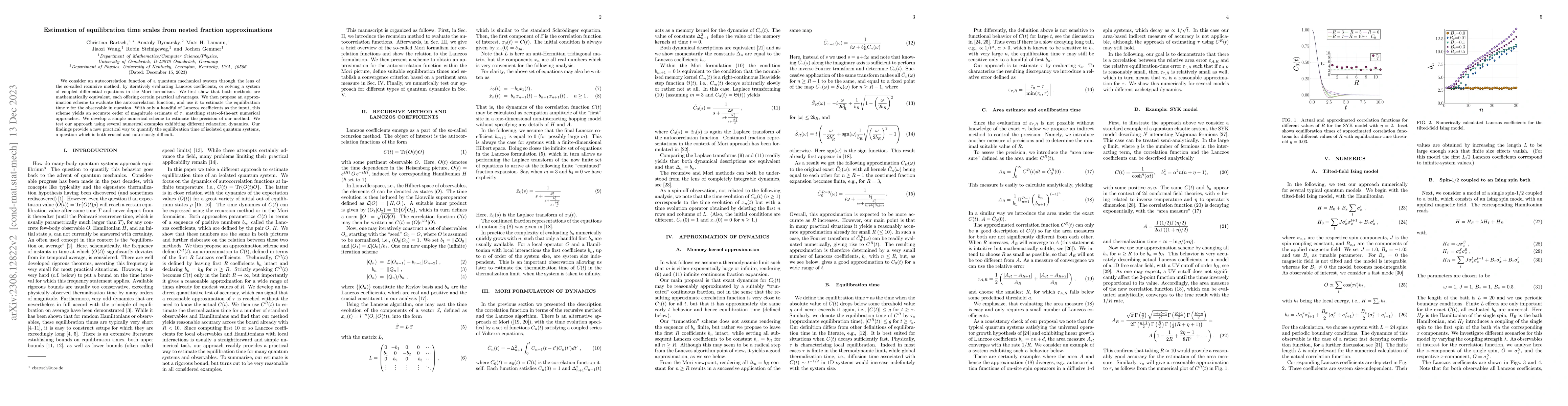 Thumbnail for Estimation of equilibration time scales from nested fraction
  approximations