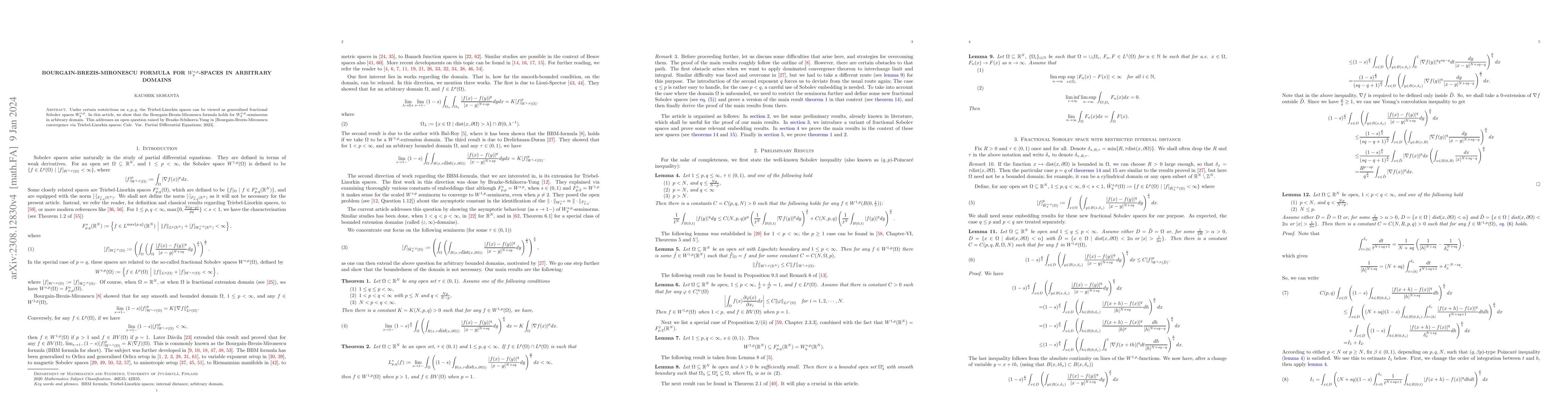Thumbnail for Bourgain-Brezis-Mironescu formula for $W^{s,p}_q$-spaces in arbitrary
  domains