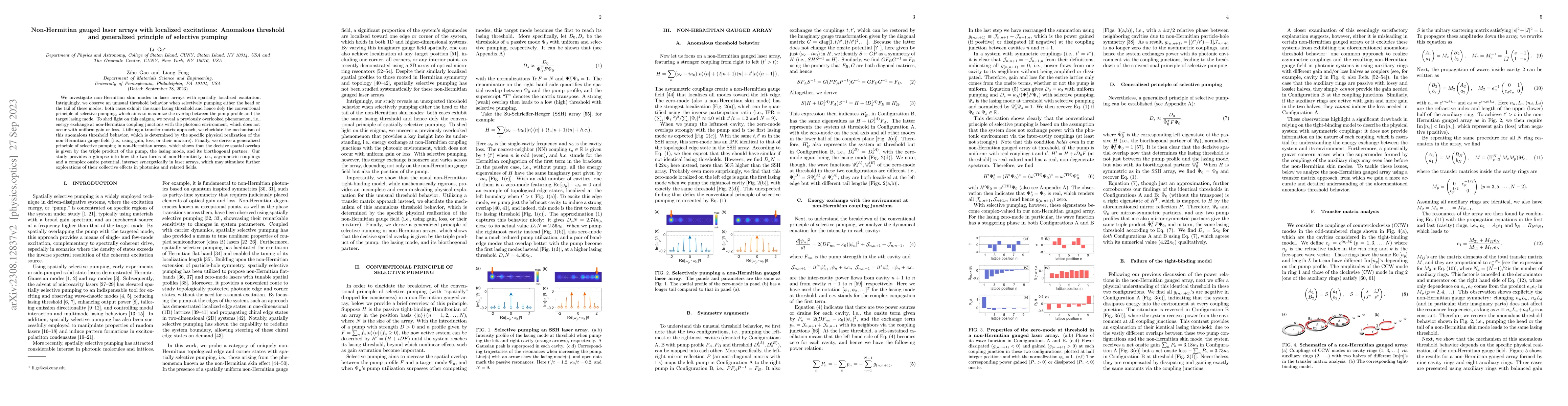 Thumbnail for Non-Hermitian gauged laser arrays with localized excitations: Anomalous
  threshold and generalized principle of selective pumping