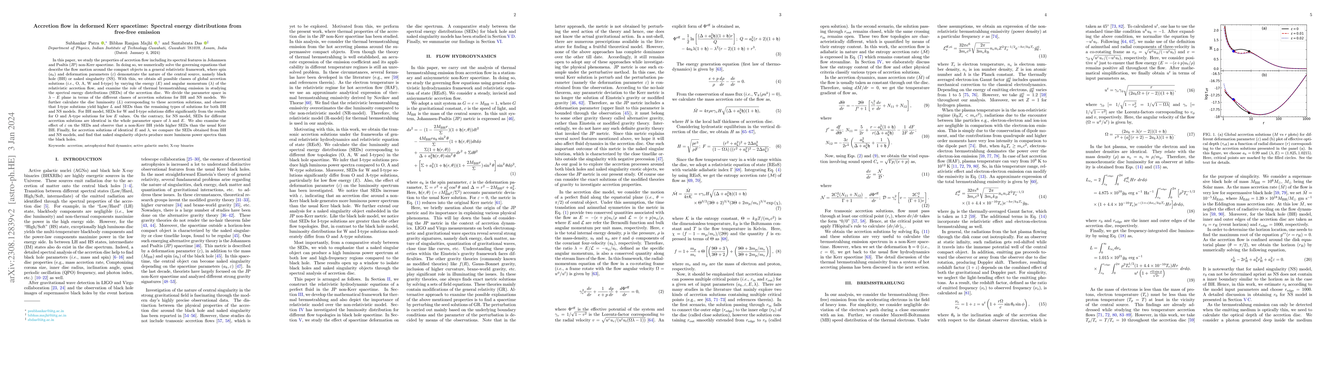 Thumbnail for Accretion flow in deformed Kerr spacetime: Spectral energy distributions
  from free-free emission