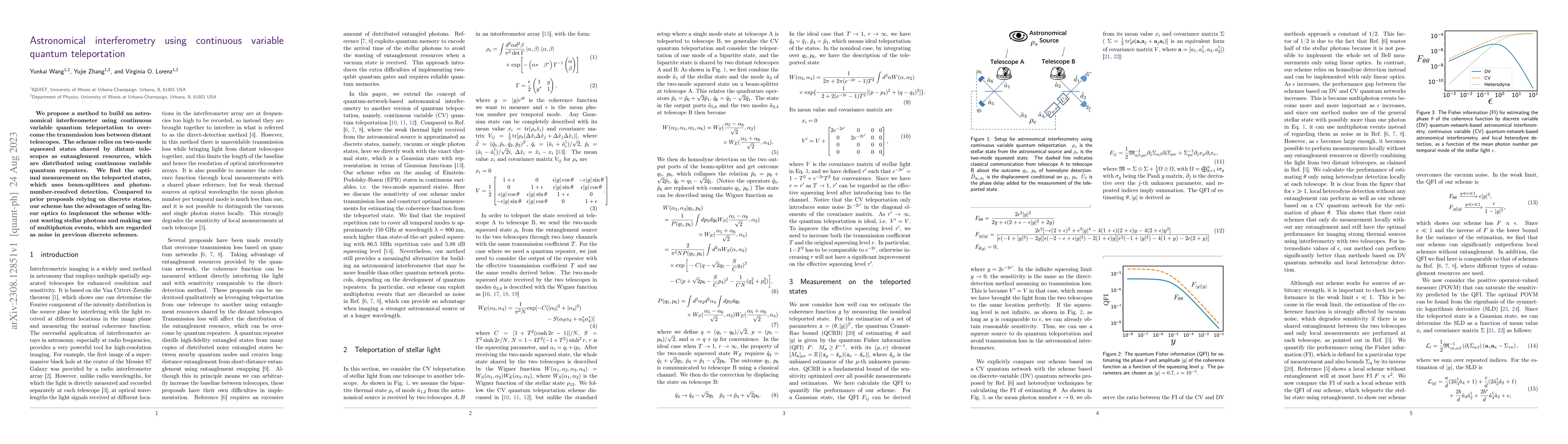Thumbnail for Astronomical interferometry using continuous variable quantum
  teleportation