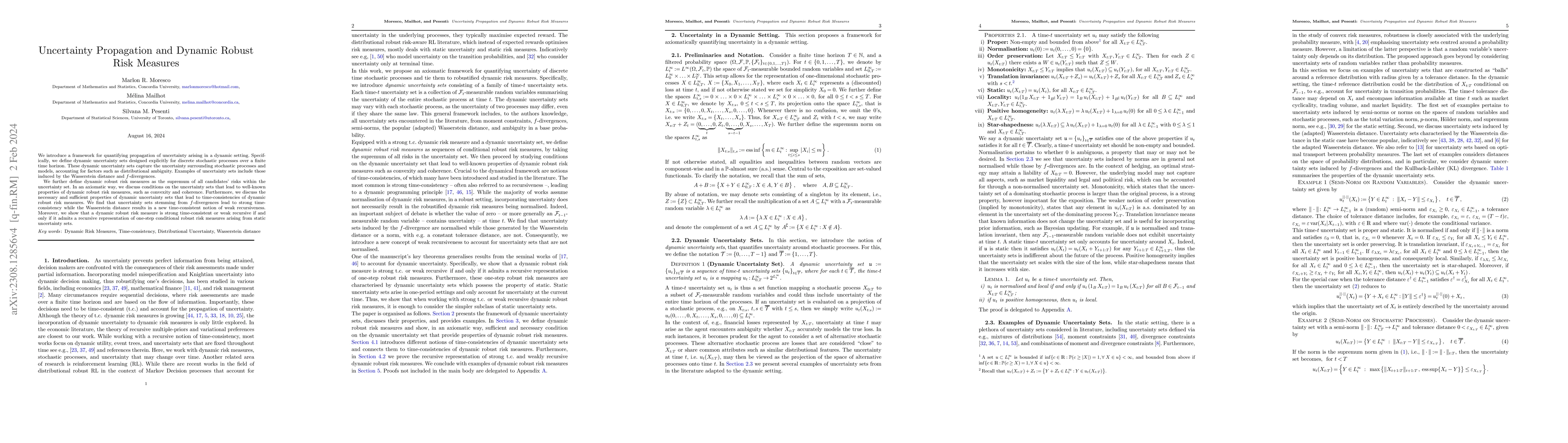 Thumbnail for Uncertainty Propagation and Dynamic Robust Risk Measures
